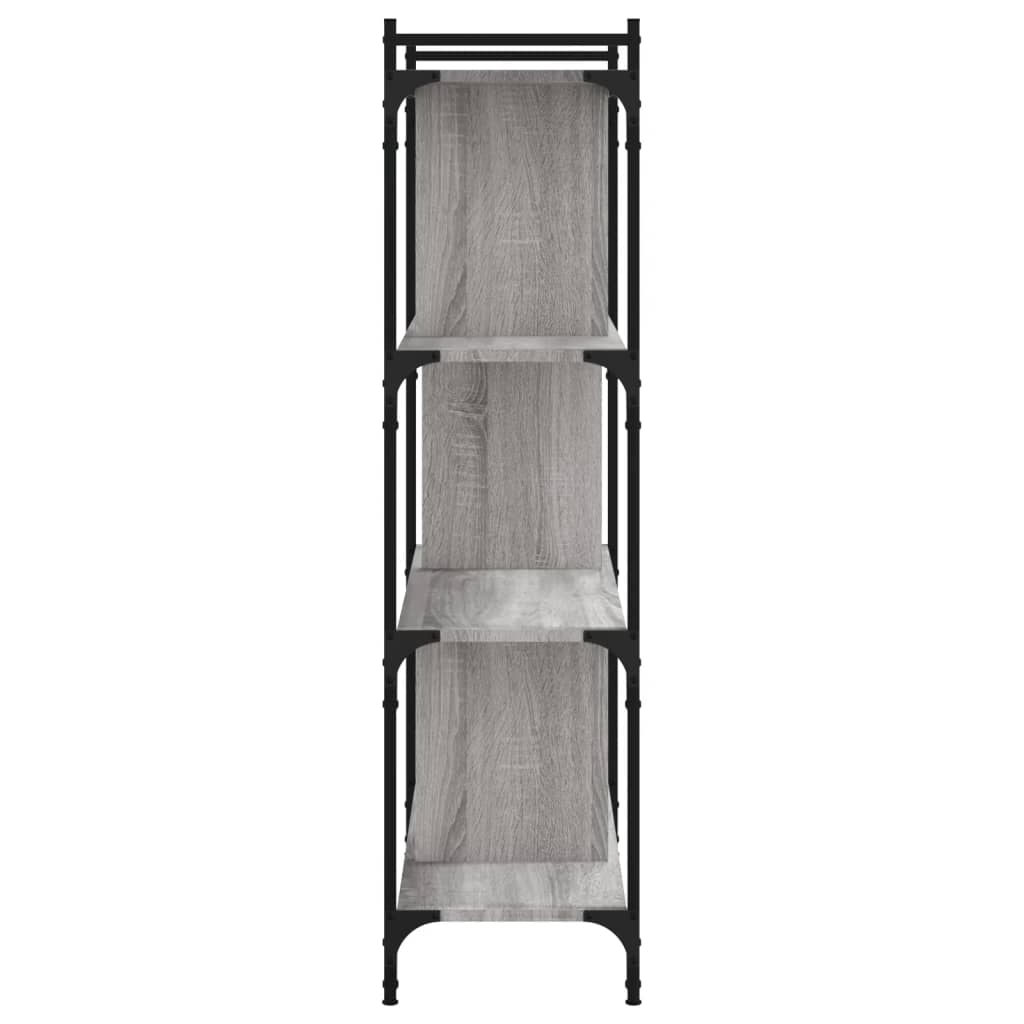 Bookcase 4 Shelves Grey Sonoma 76x32x123 cm Wood Material