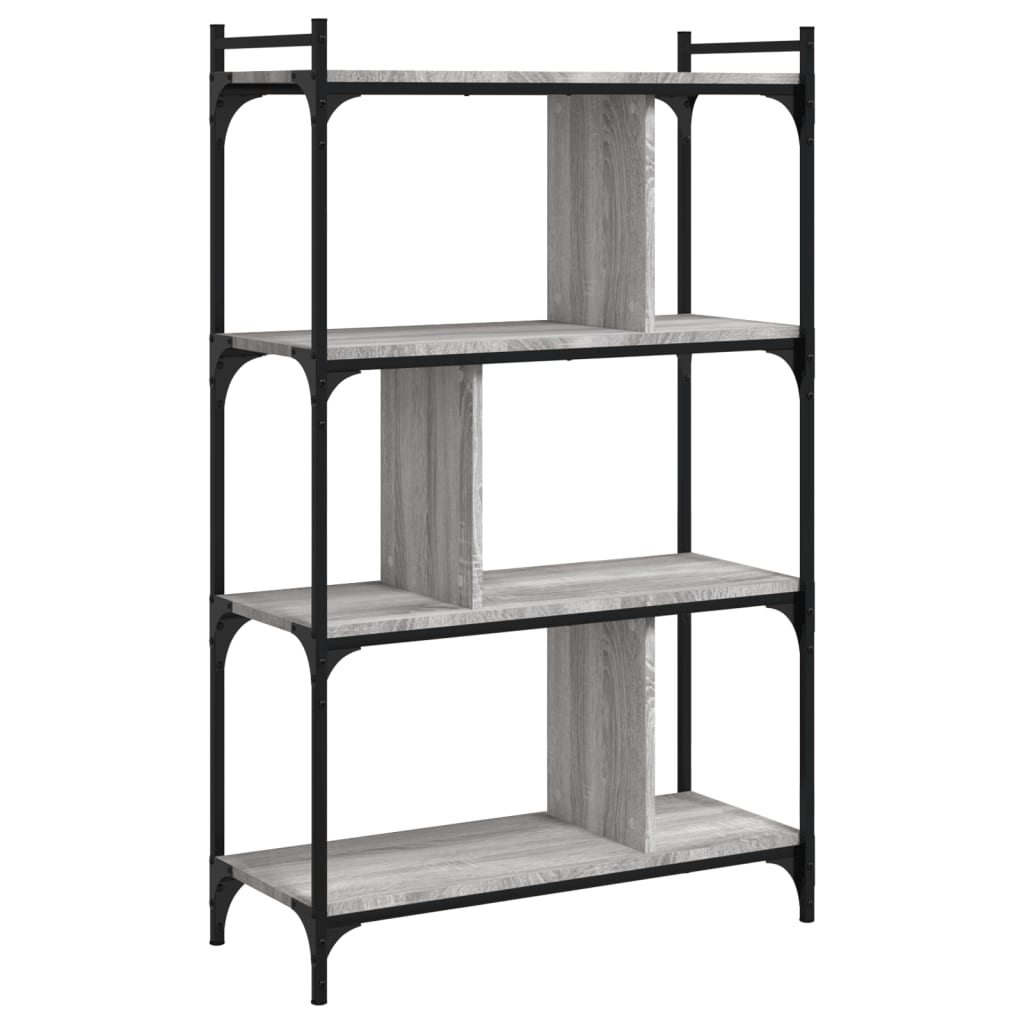 Bookcase 4 Shelves Grey Sonoma 76x32x123 cm Wood Material