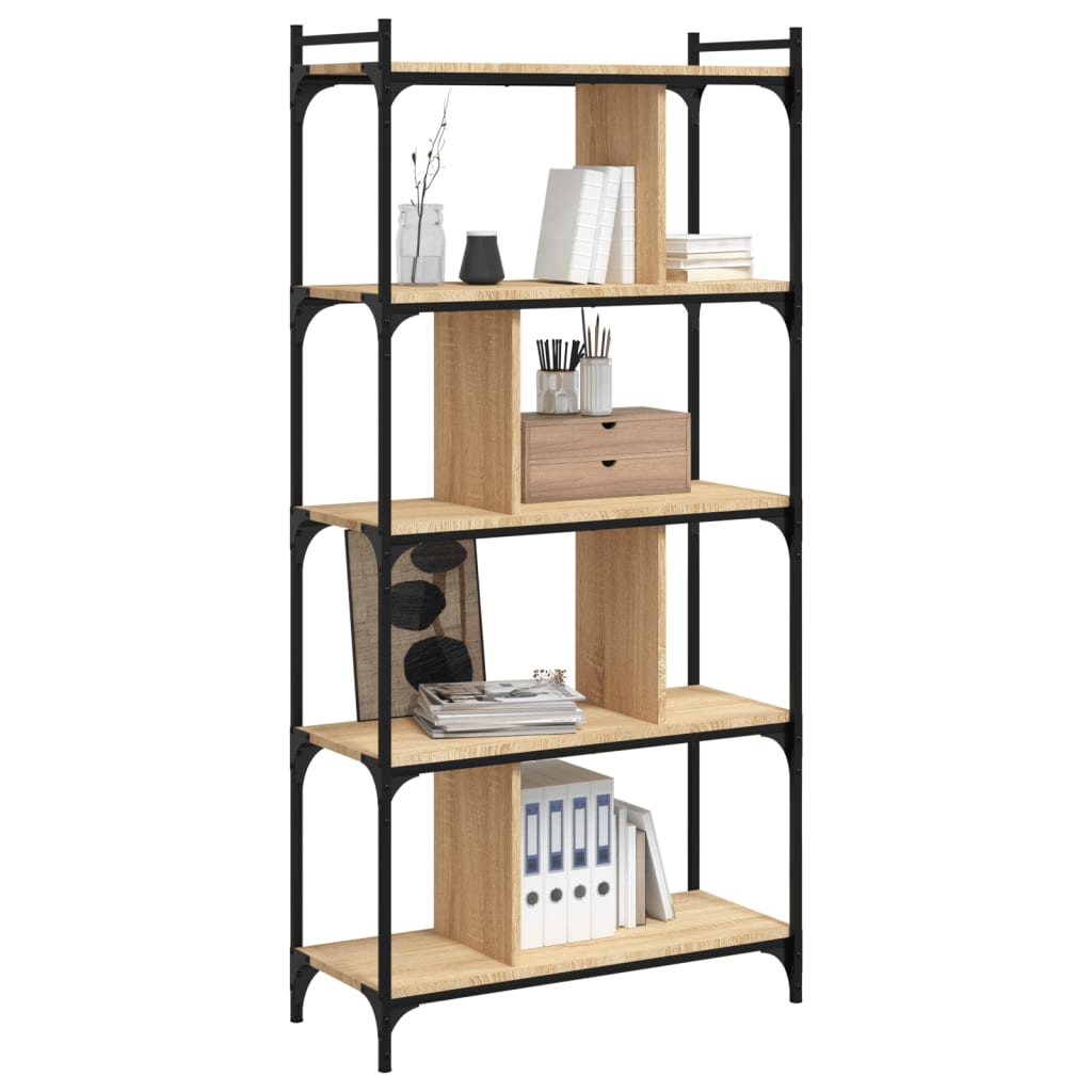 Bookcase 5 shelves Sonoma oak 76x32x158 cm wood material