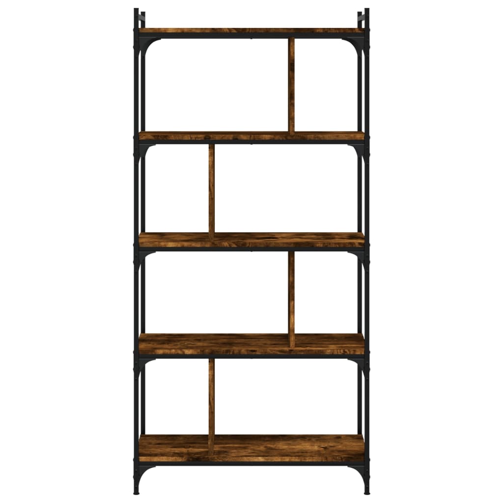 Bookcase 5 shelves smoked oak 76x32x158 cm wood material