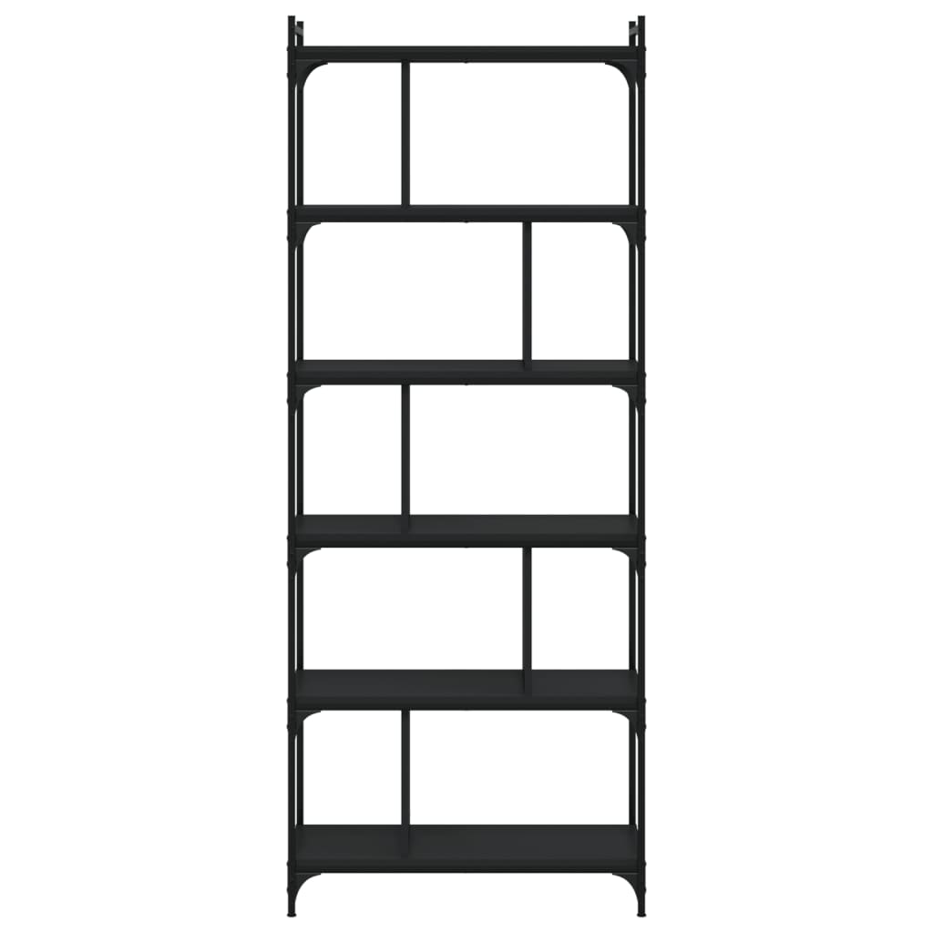 Bookcase 6 Shelves Black 76x32x192 cm Wood Material