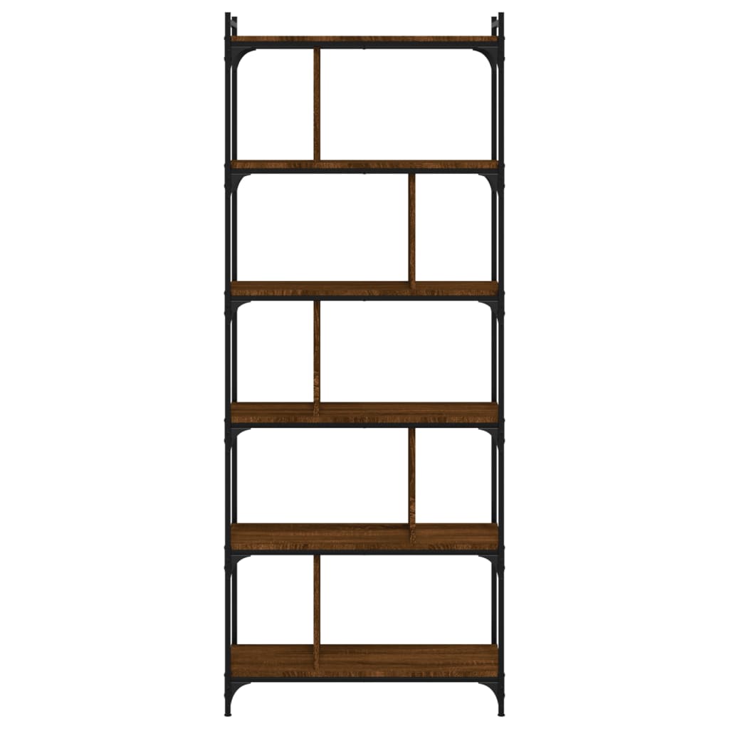 Bücherregal 6 Böden Braun Eiche-Optik 76x32x192cm Holzwerkstoff