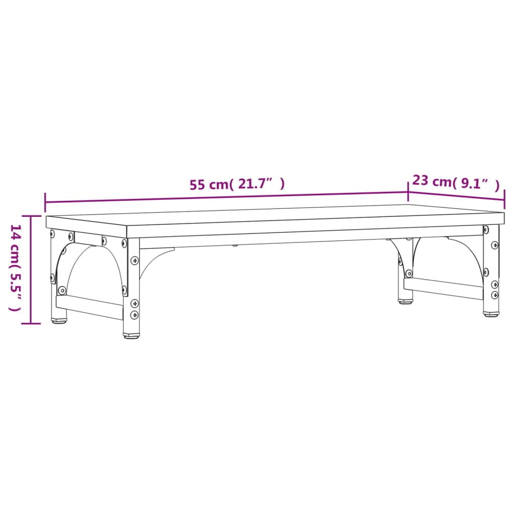 Monitorständer Grau Sonoma 55x23x14 cm Holzwerkstoff