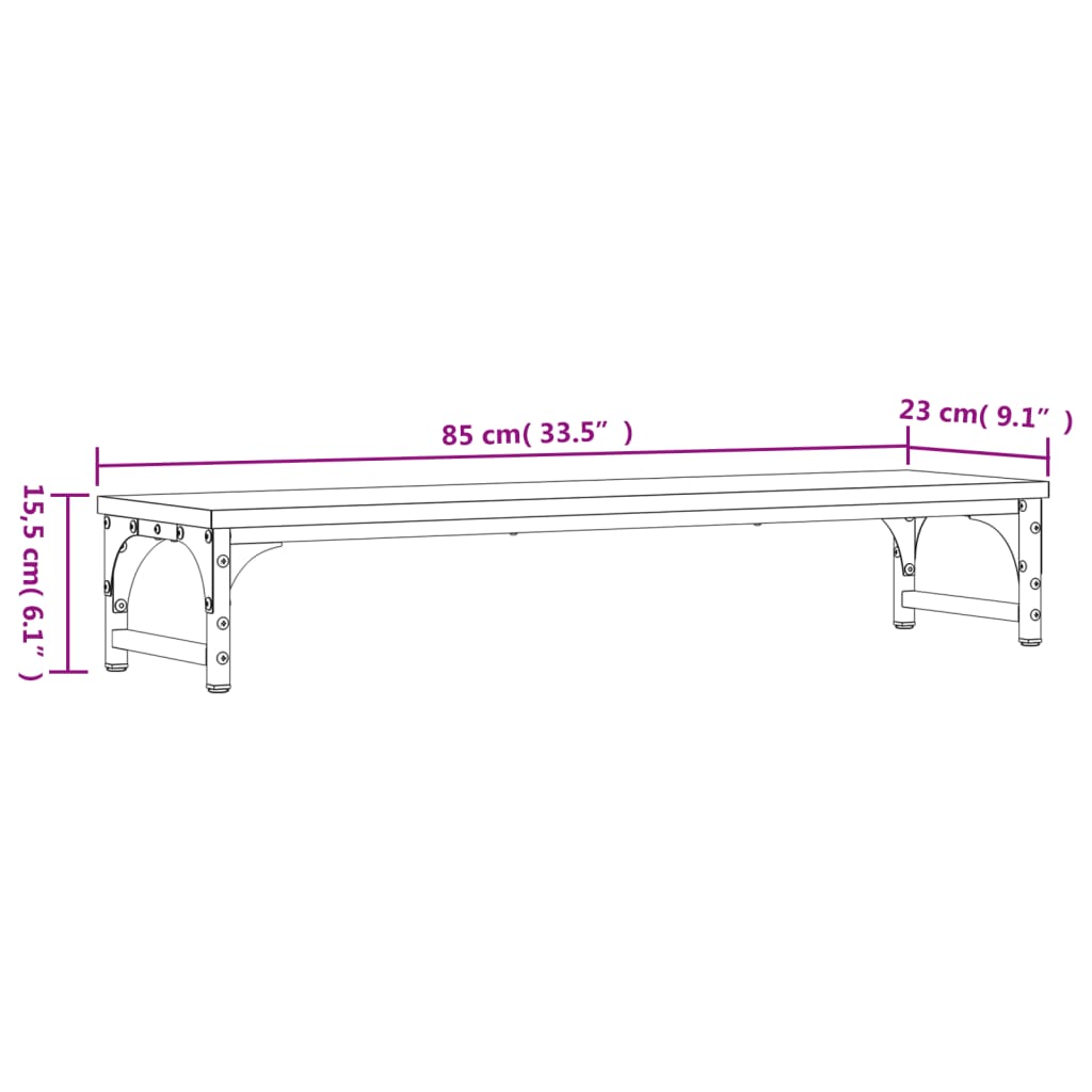 Monitor Stand Black 85x23x15.5 cm Wood Material