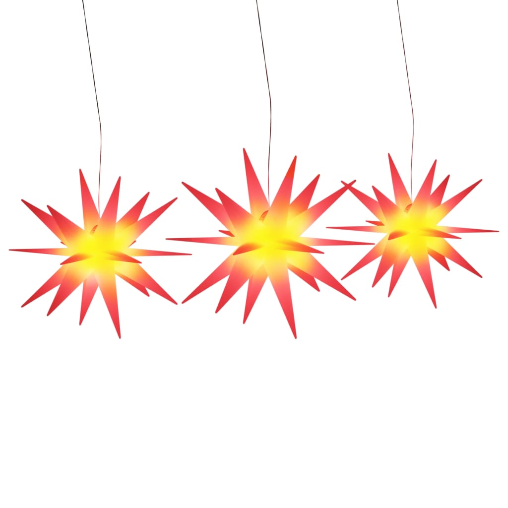 LED Christmas Stars 3 pcs. Foldable Red