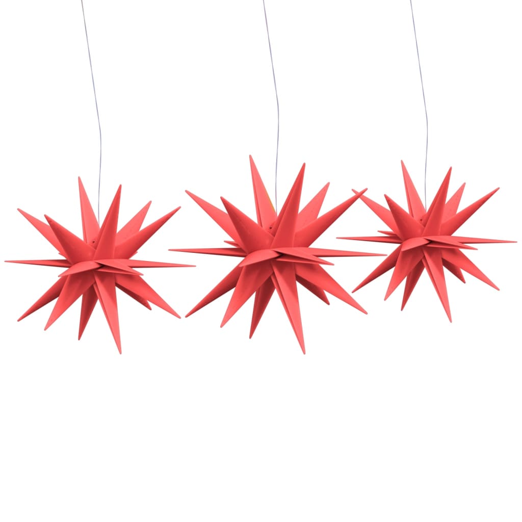 LED Christmas Stars 3 pcs. Foldable Red