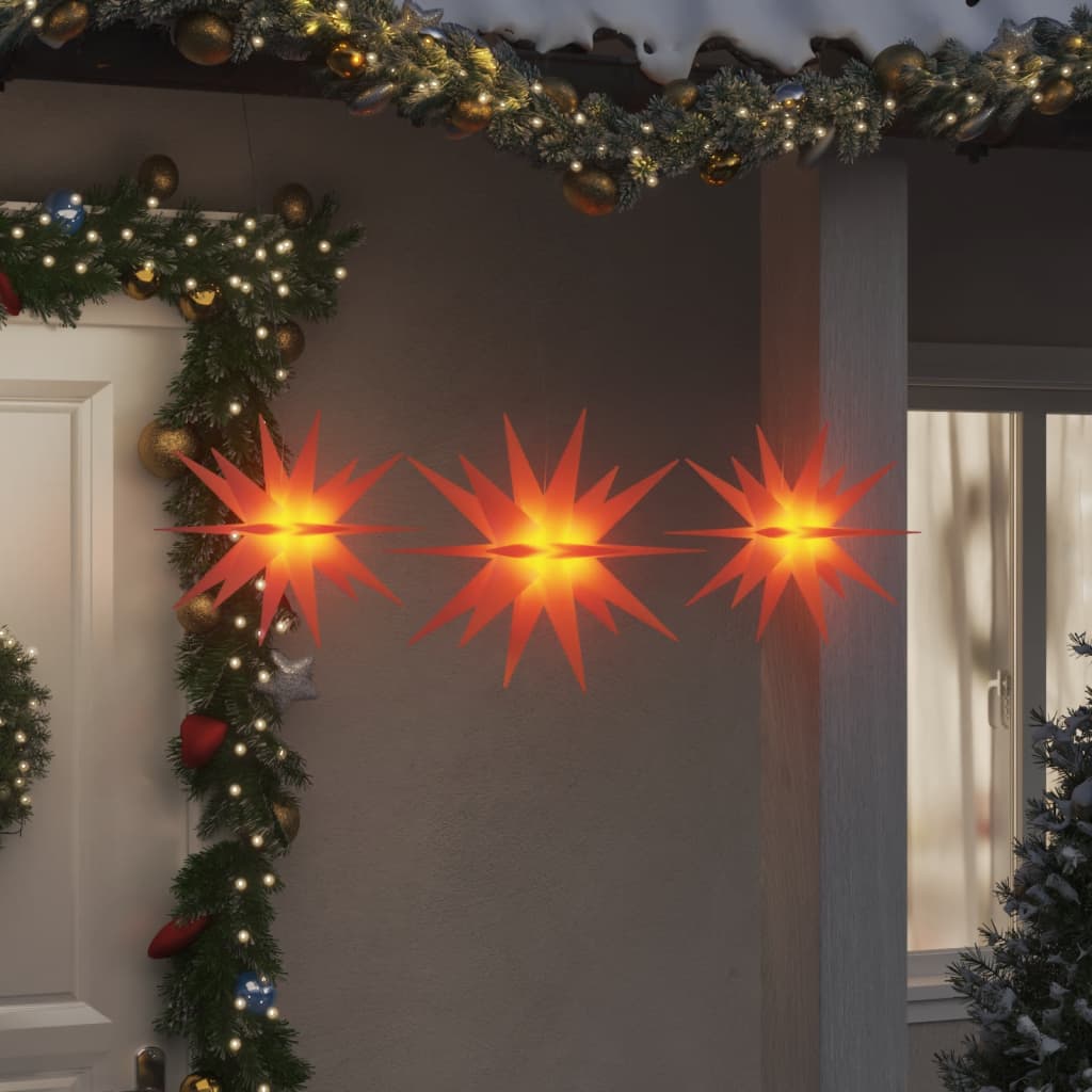 LED Christmas Stars 3 pcs. Foldable Red