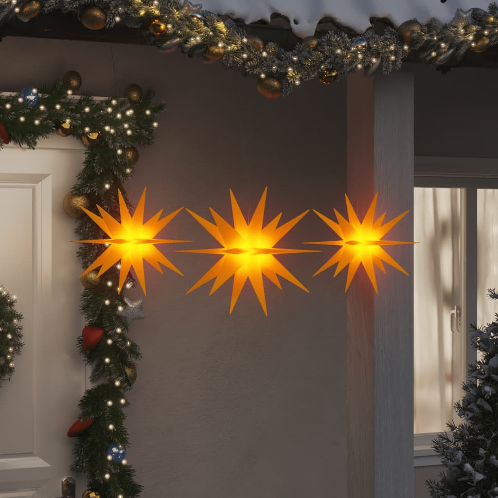 LED Christmas Stars 3 pcs. Foldable Yellow