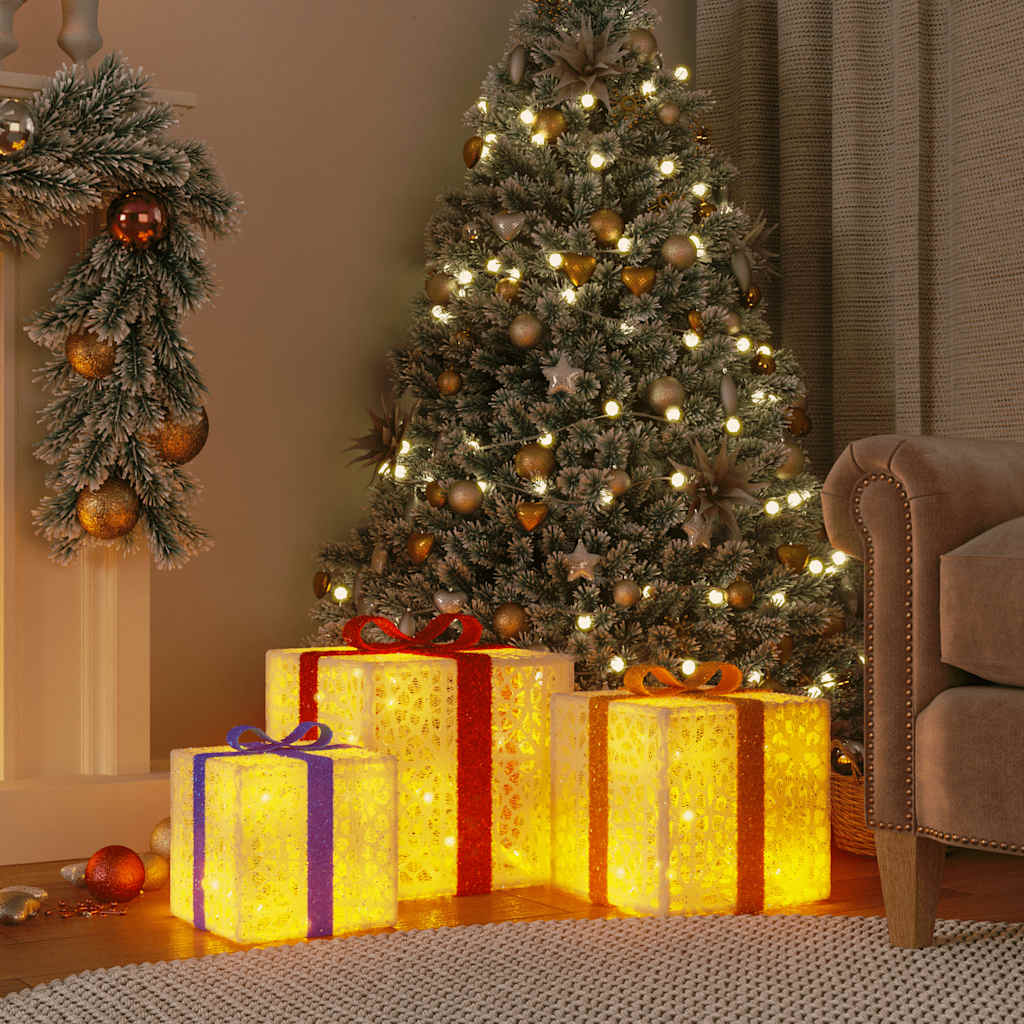 Illuminated Gift Boxes 3 pcs. 64 LEDs Warm White