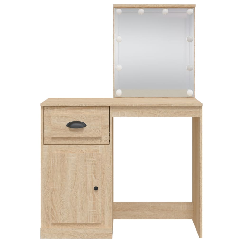 Schminktisch mit LED-Leuchten Sonoma-Eiche 90x42x132,5 cm