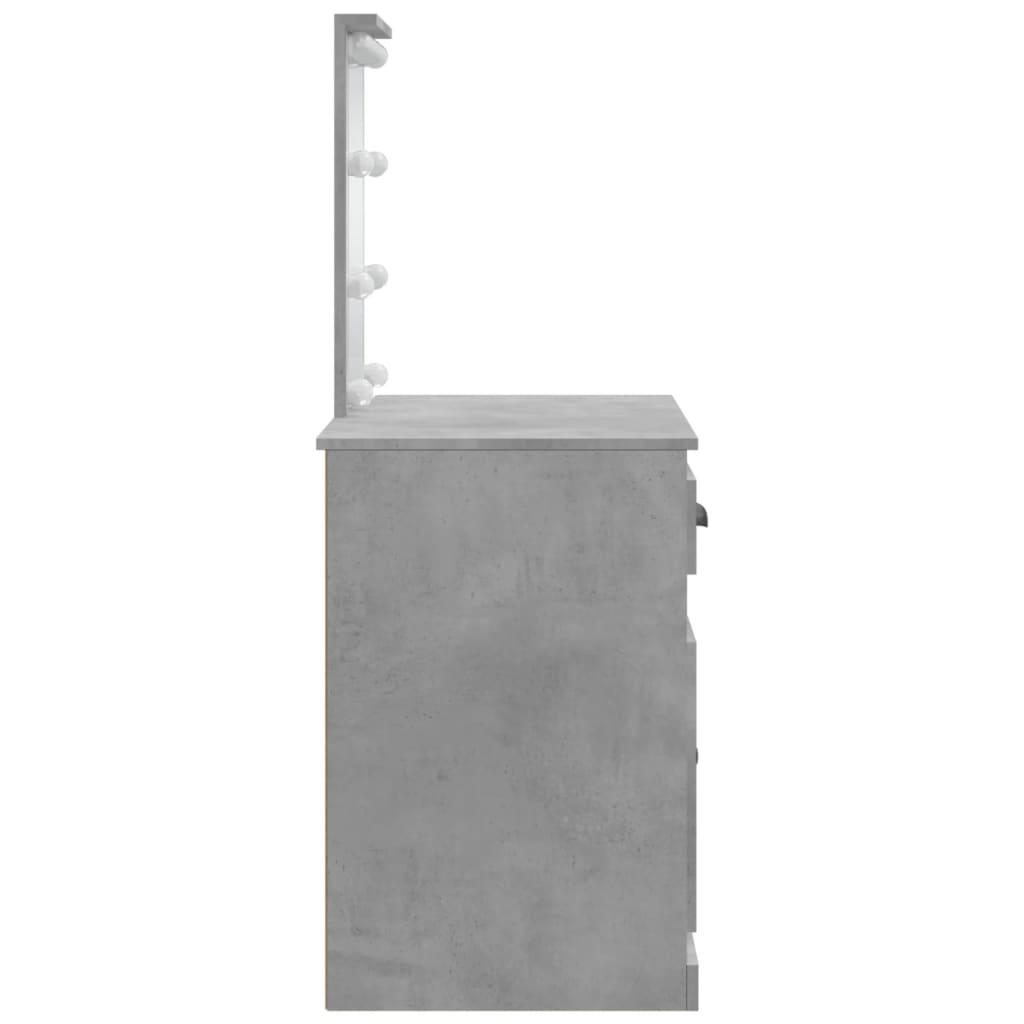 Dressing table with LED lights concrete grey 90x42x132.5 cm