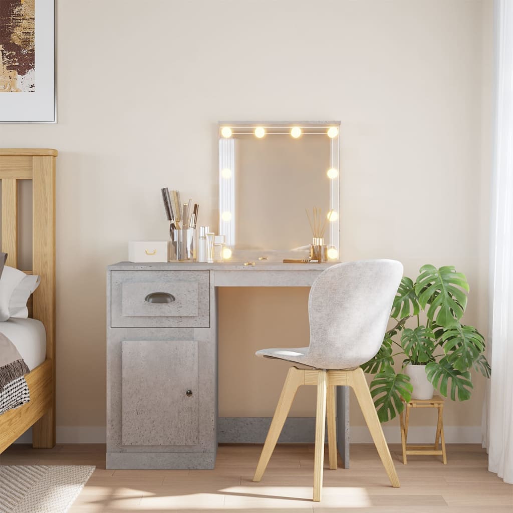 Dressing table with LED lights concrete grey 90x42x132.5 cm