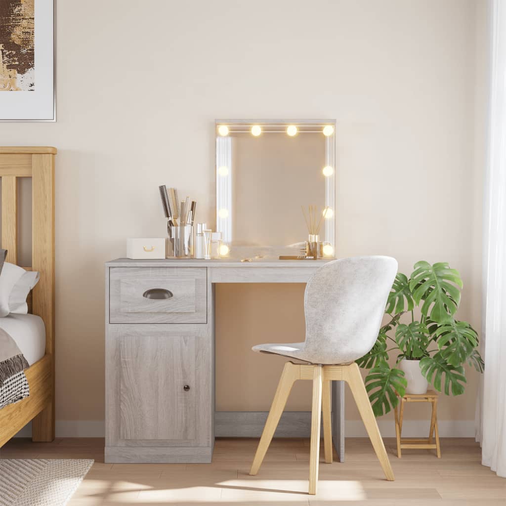 Dressing table with LED lights Gray Sonoma 90x42x132.5 cm