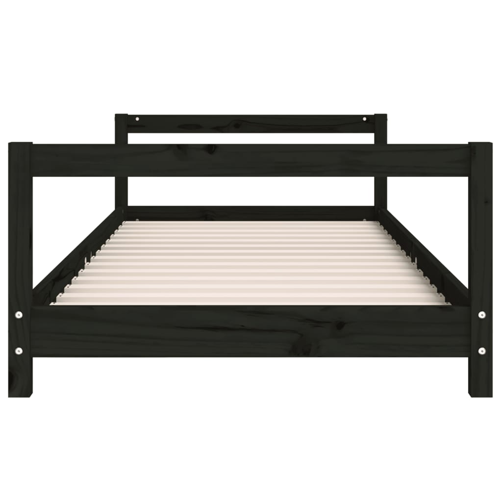 Children's bed black 80x200 cm solid pine wood