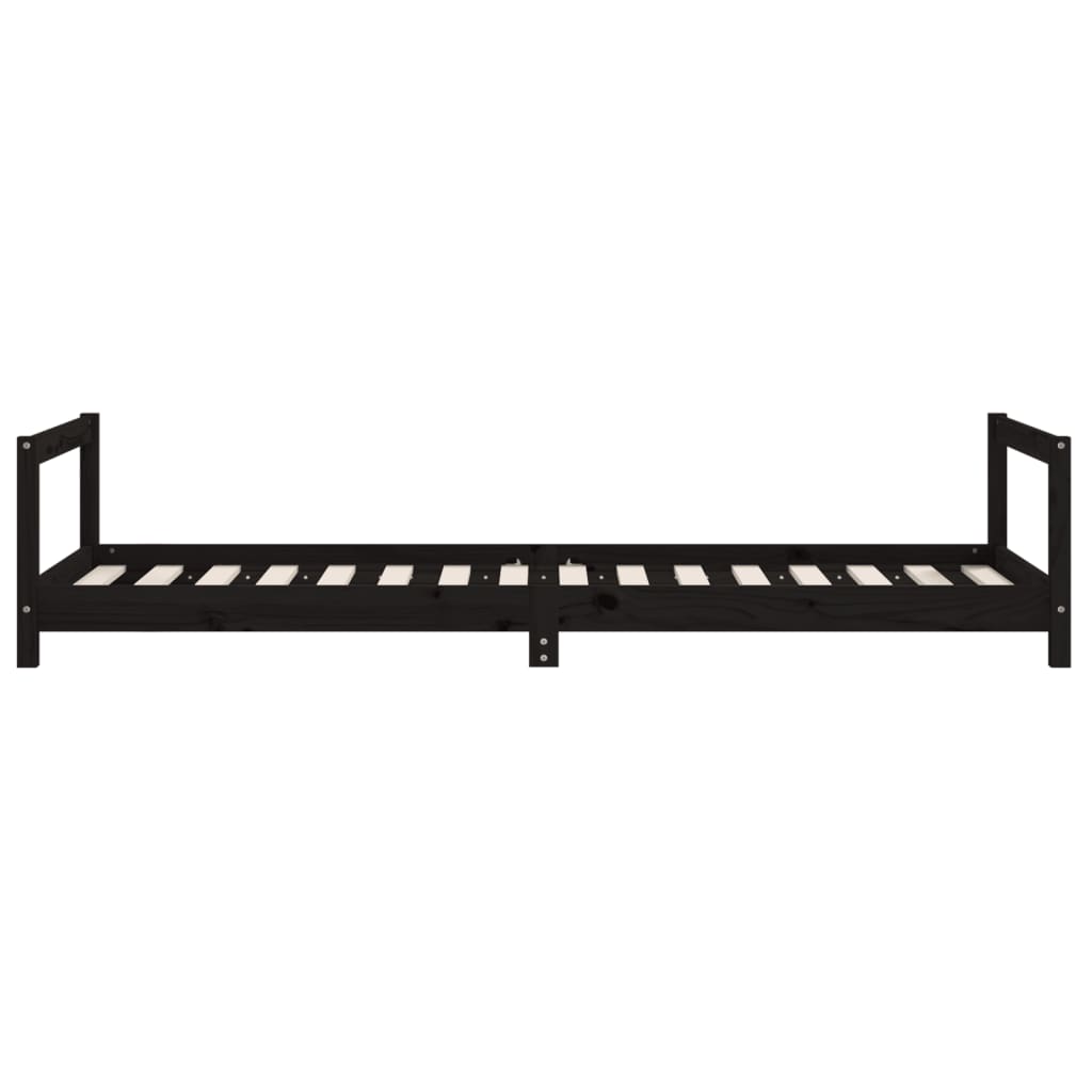 Children's bed black 80x200 cm solid pine wood