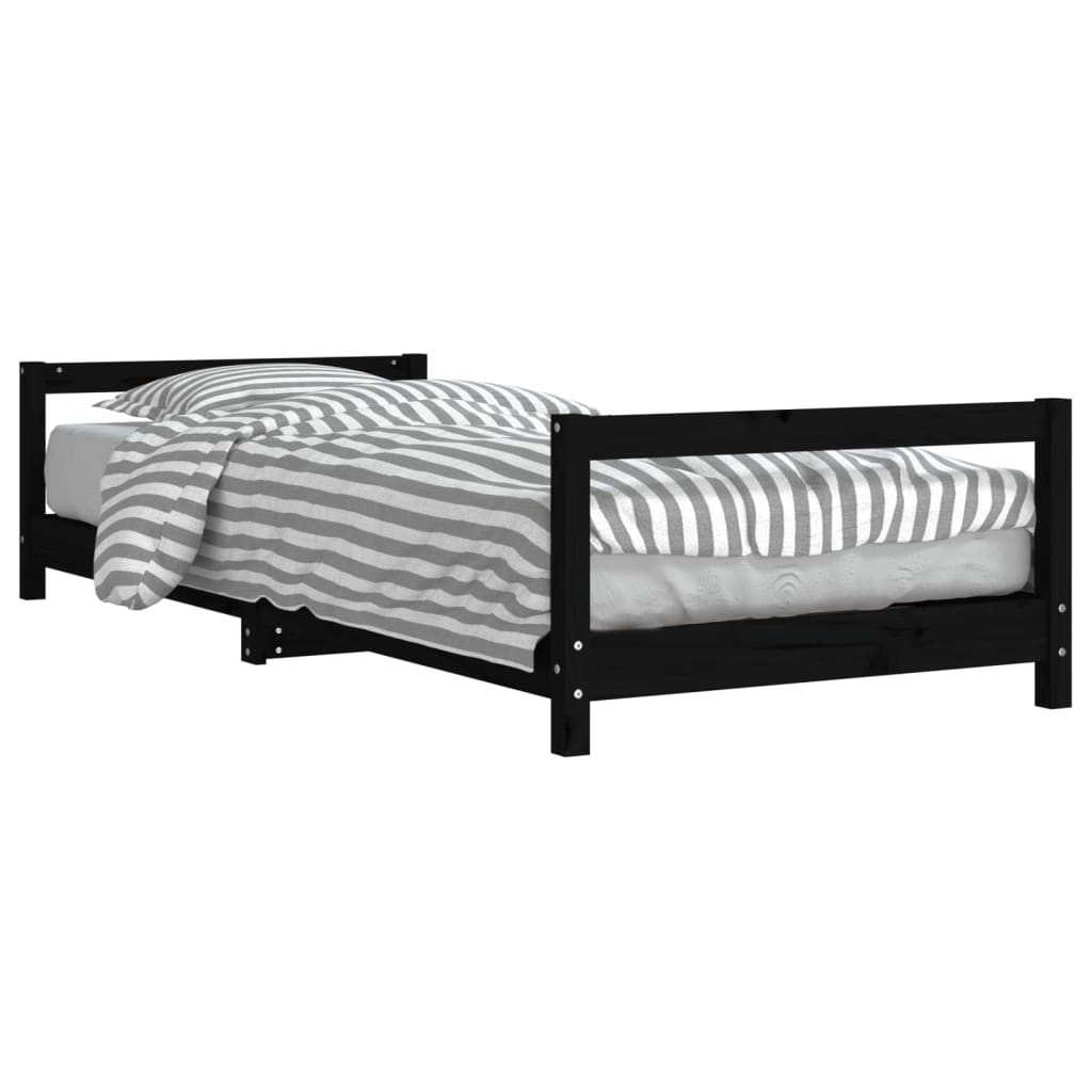 Children's bed black 90x200 cm solid pine wood