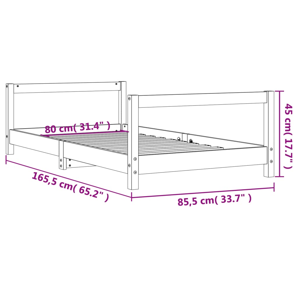 Children's bed 80x160 cm solid pine wood