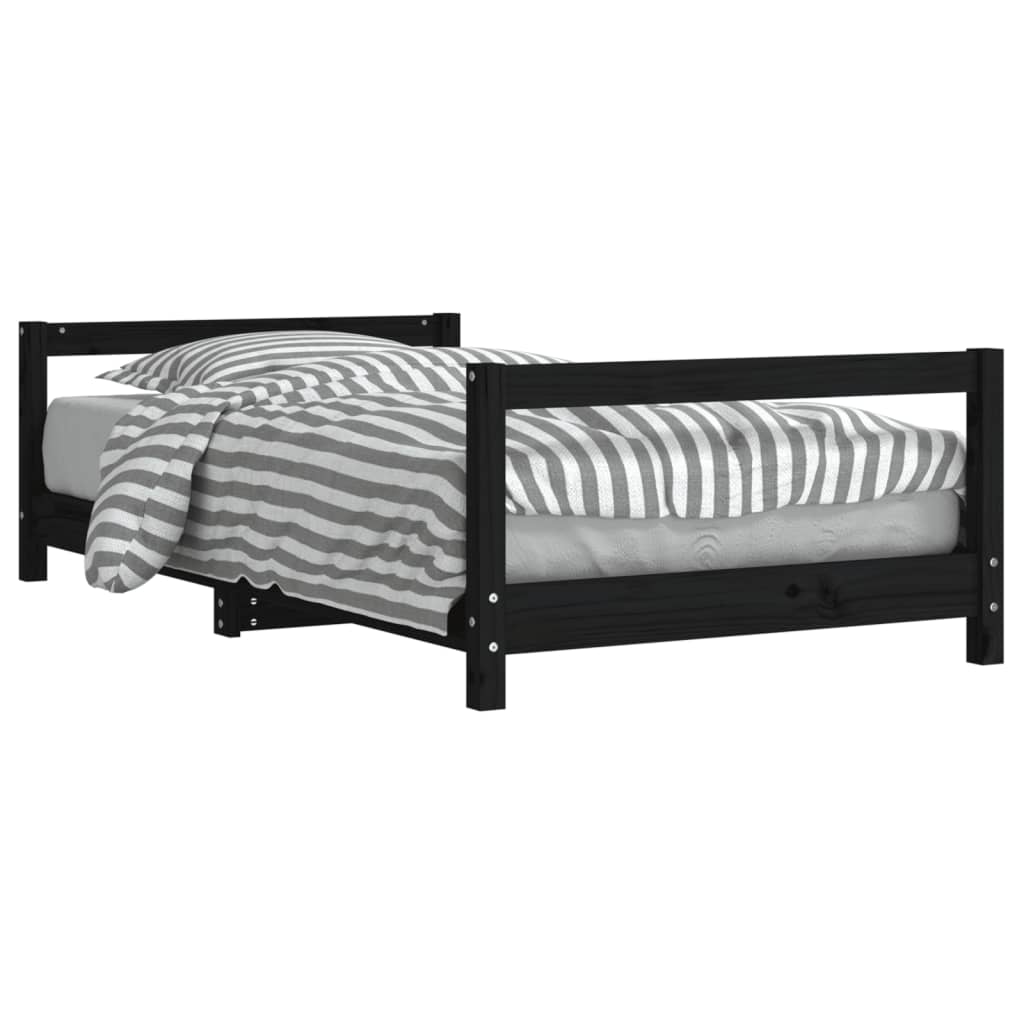 Children's bed black 80x160 cm solid pine wood