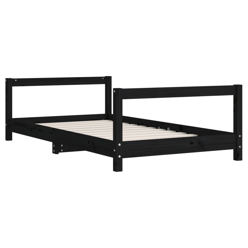 Children's bed black 80x160 cm solid pine wood