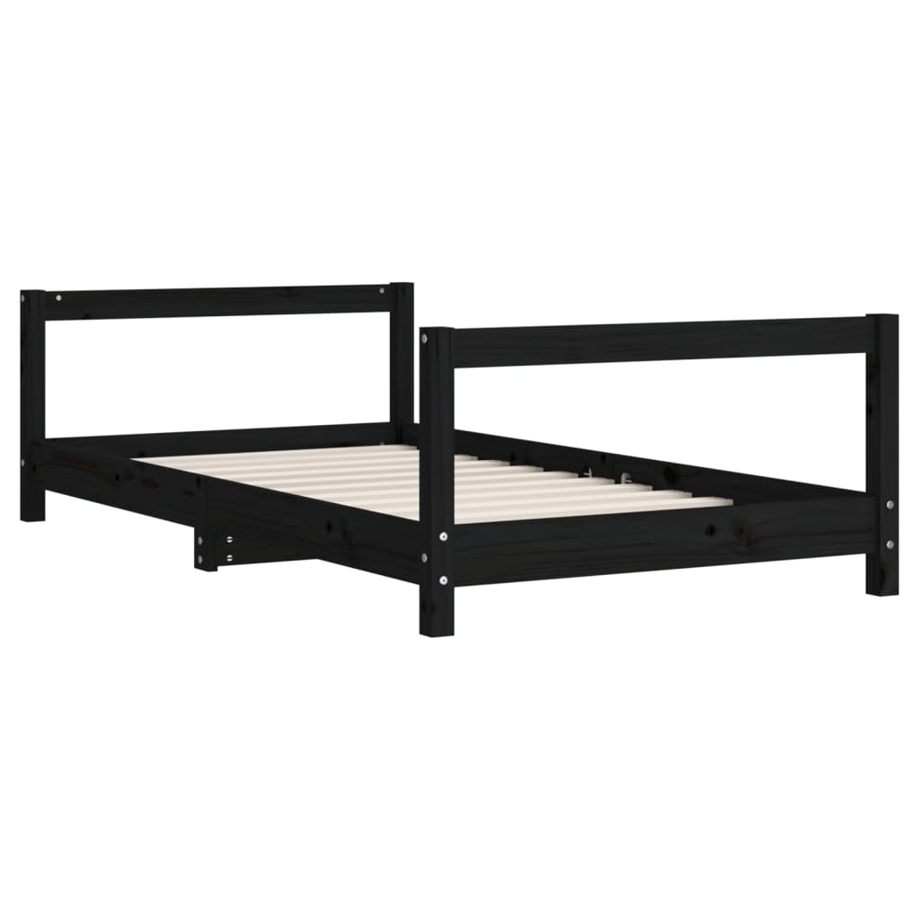 Children's bed black 80x160 cm solid pine wood