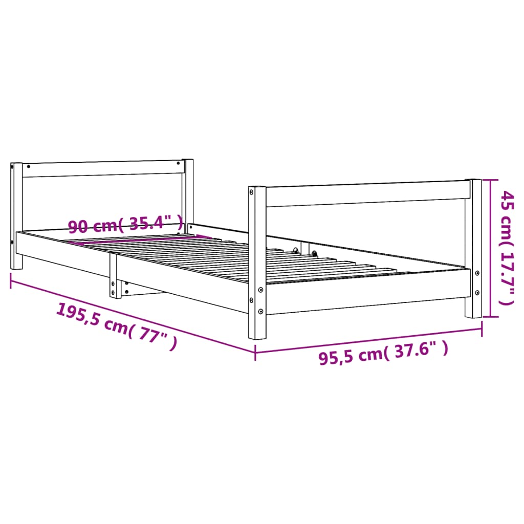 Children's bed 90x190 cm solid pine wood