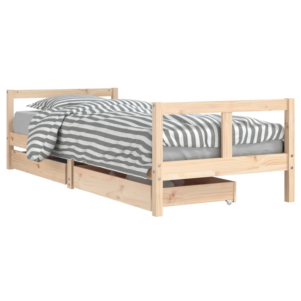 Children's bed with drawers 80x200 cm solid pine wood