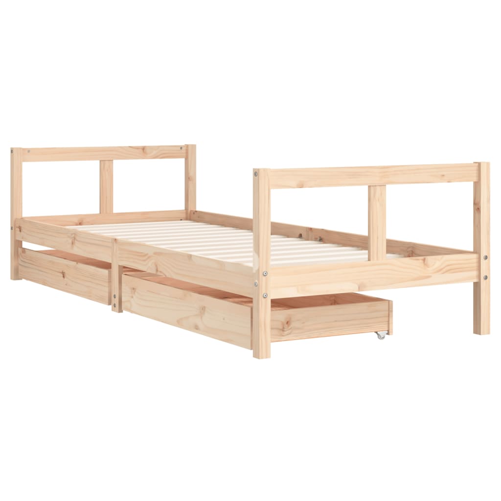 Children's bed with drawers 80x200 cm solid pine wood