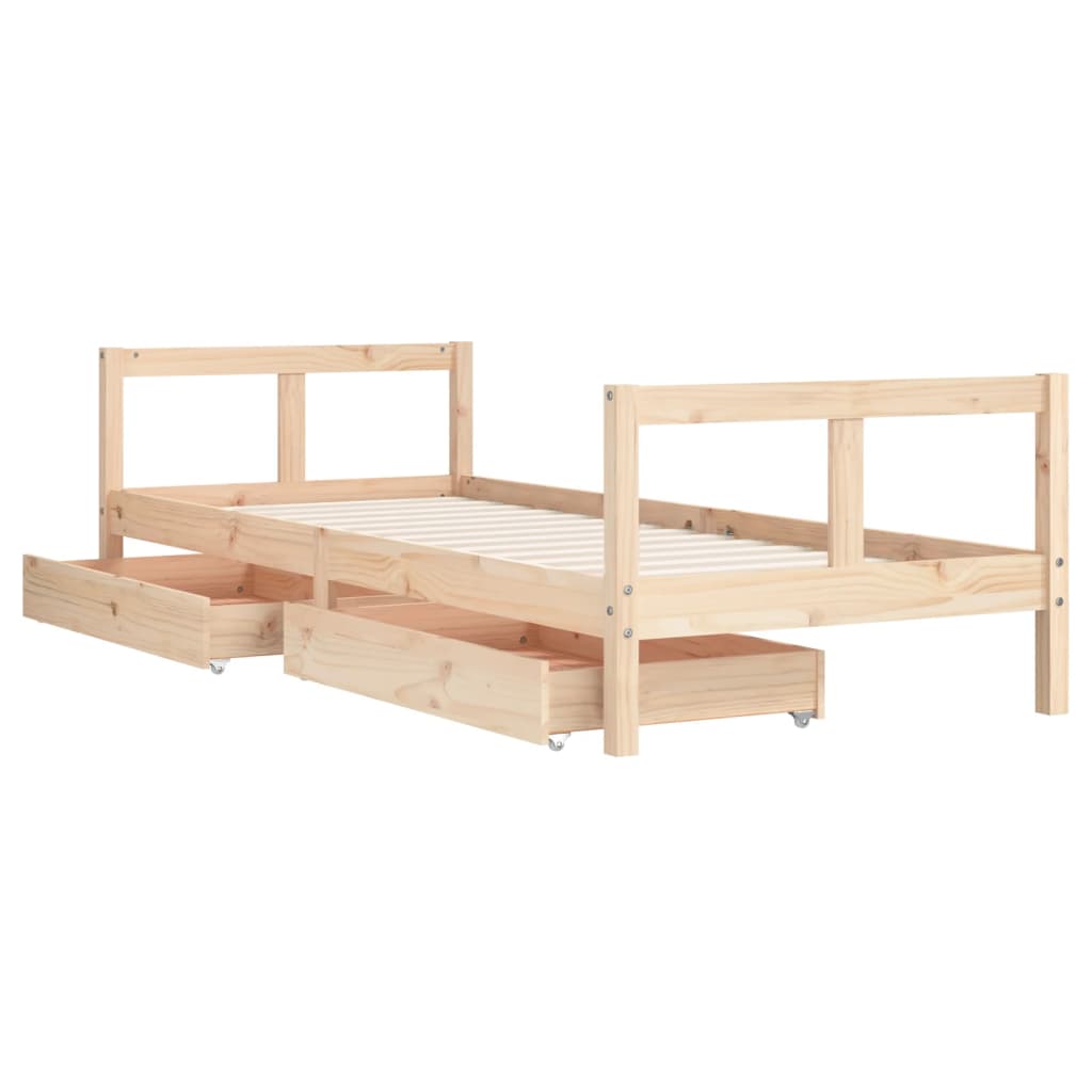 Children's bed with drawers 80x200 cm solid pine wood