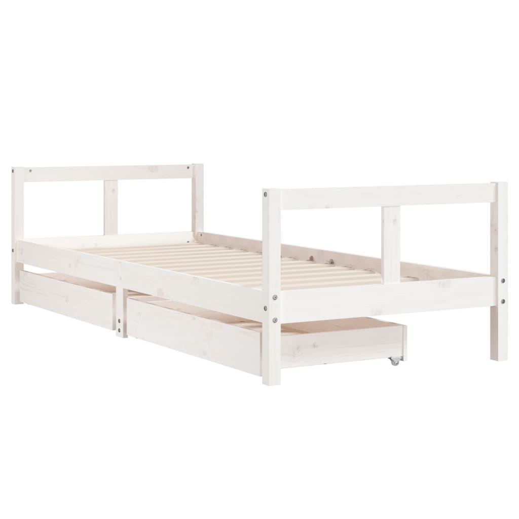 Children's bed with drawers white 80x200 cm solid pine wood