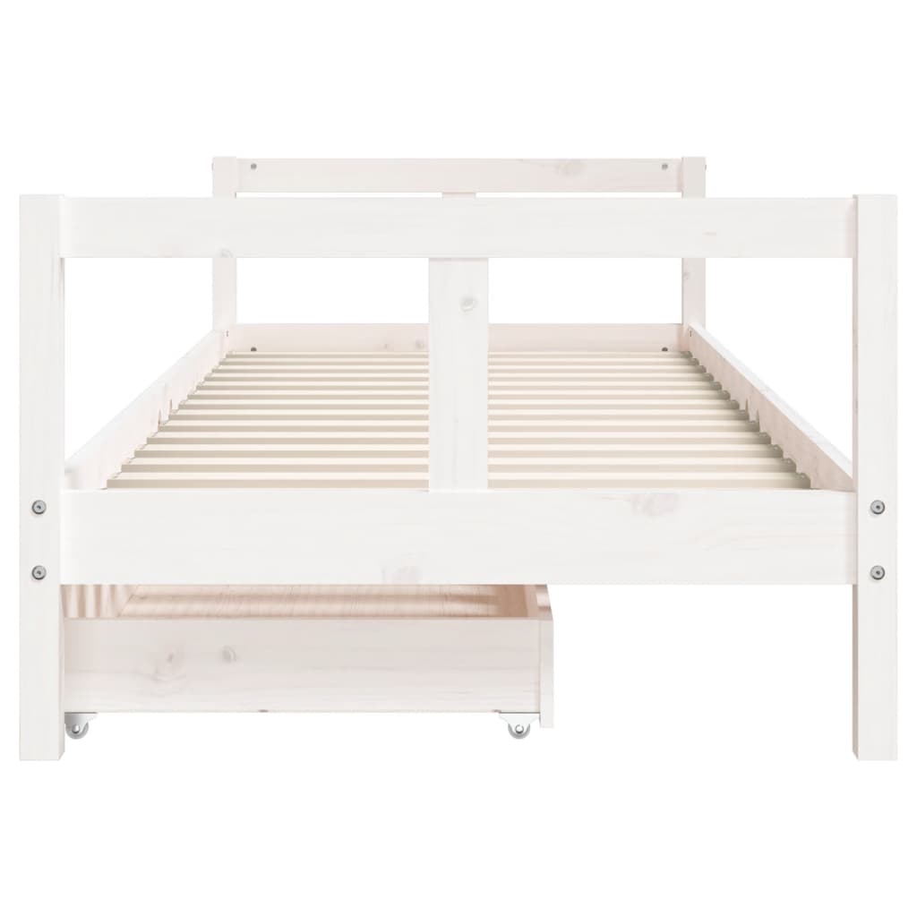 Children's bed with drawers white 80x200 cm solid pine wood