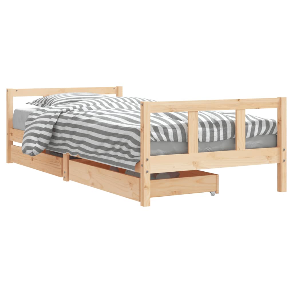 Children's bed with drawers 90x200 cm solid pine wood