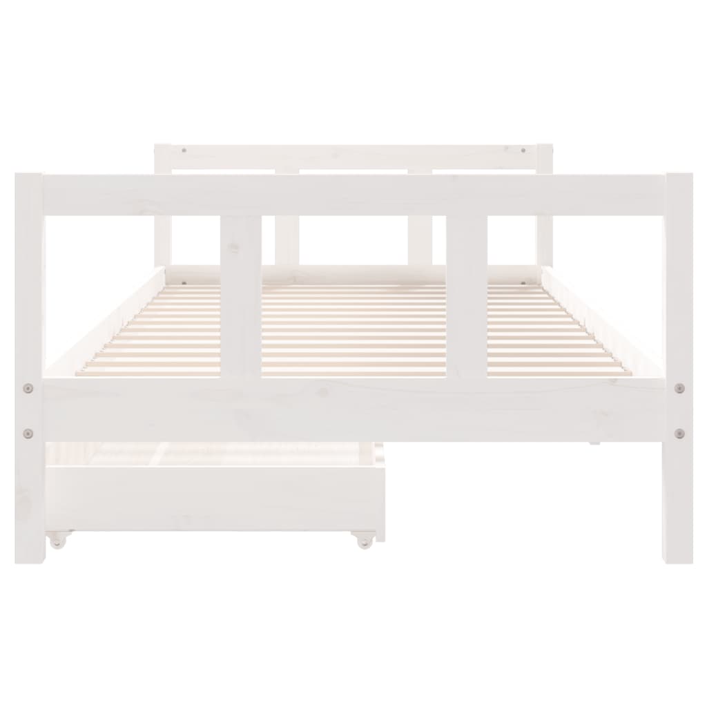 Children's bed with drawers white 90x200 cm solid pine wood