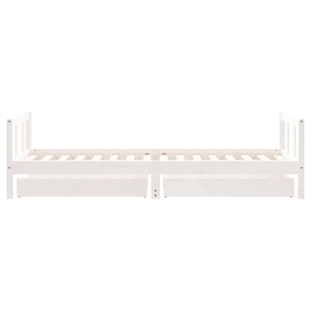 Children's bed with drawers white 90x200 cm solid pine wood