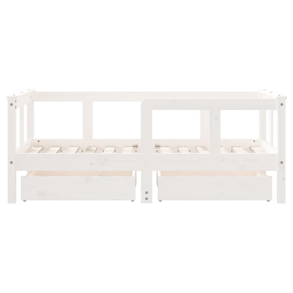 Children's bed with drawers white 70x140 cm solid pine wood