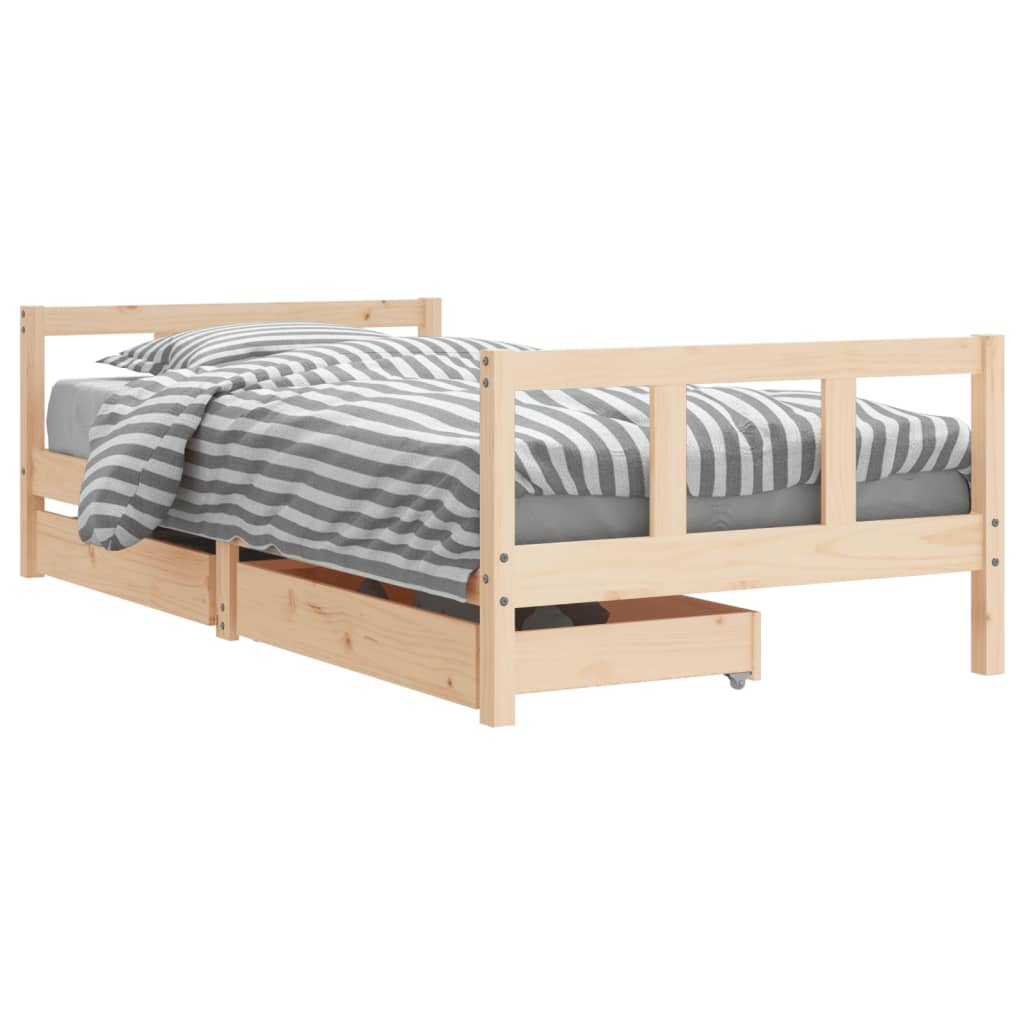 Children's bed with drawers 90x190 cm solid pine wood