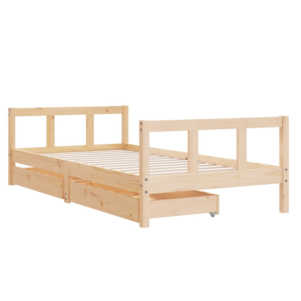 Children's bed with drawers 90x190 cm solid pine wood