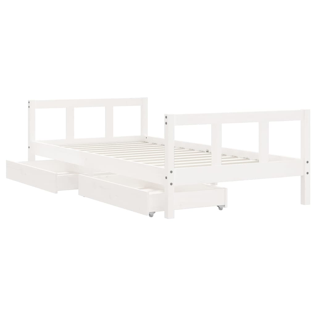 Children's bed with drawers white 90x190 cm solid pine wood