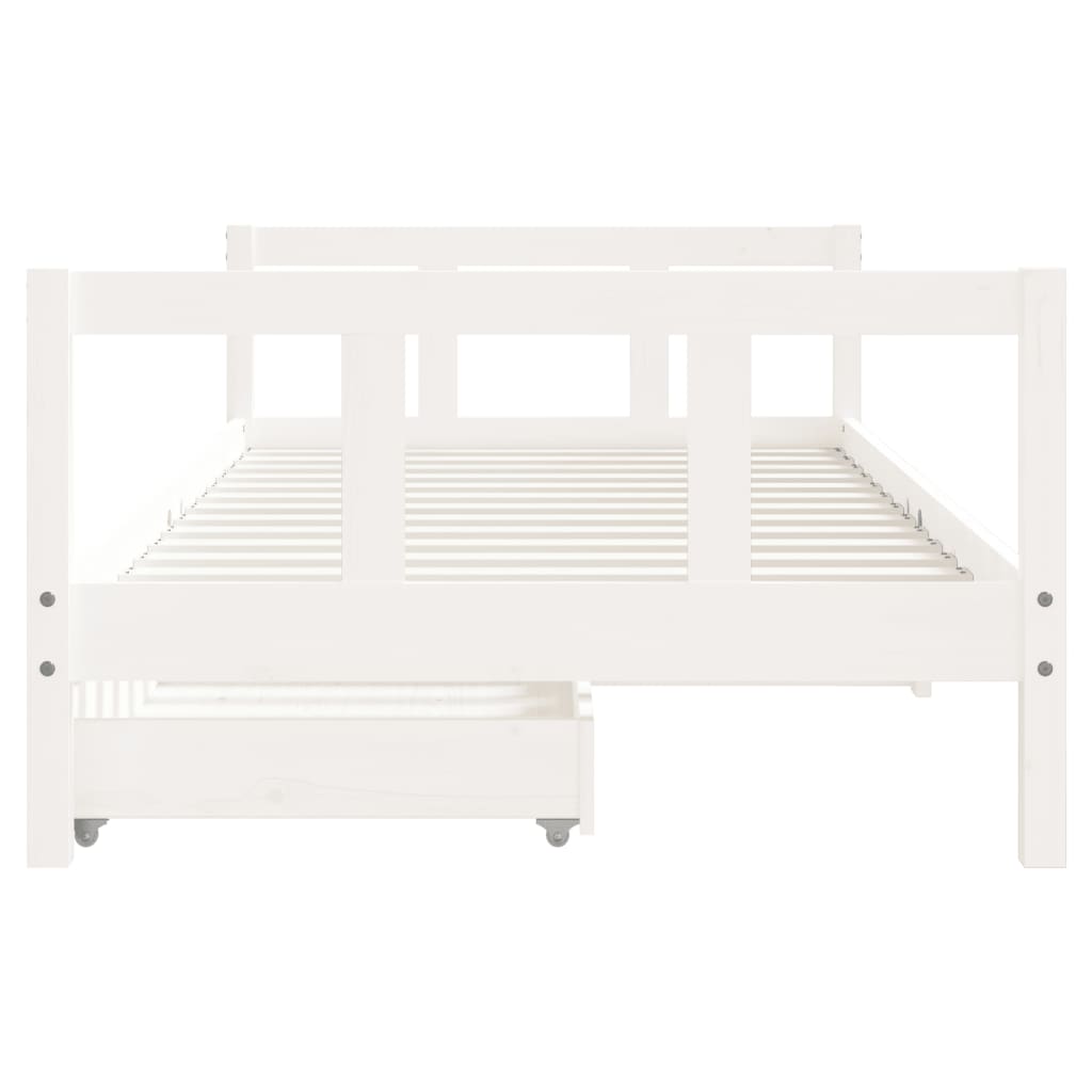 Children's bed with drawers white 90x190 cm solid pine wood