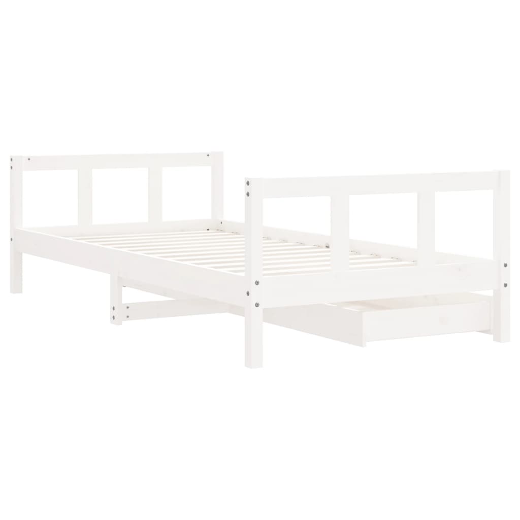 Children's bed with drawers white 90x190 cm solid pine wood