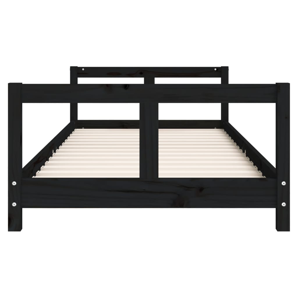 Children's bed black 80x200 cm solid pine wood