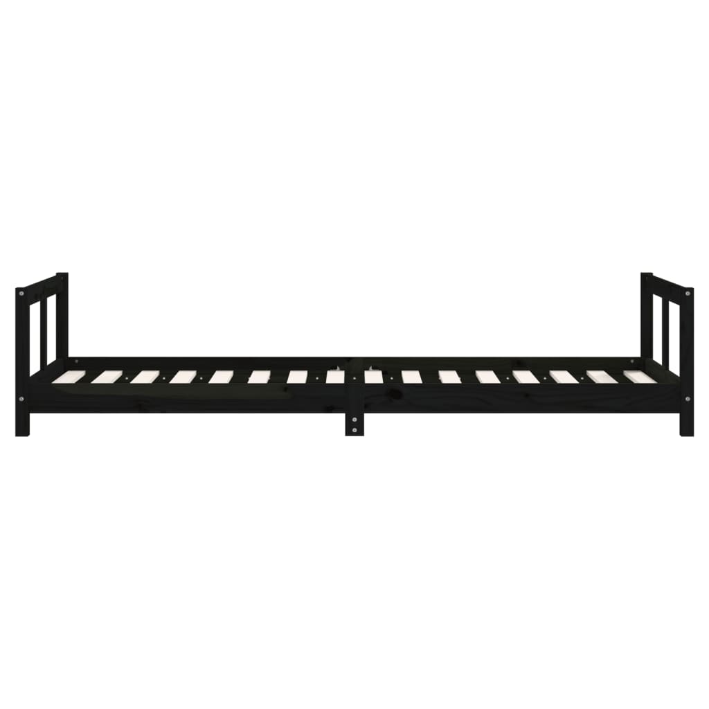 Children's bed black 80x200 cm solid pine wood