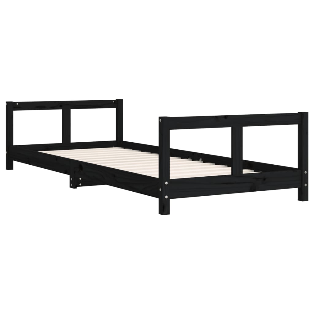 Children's bed black 80x200 cm solid pine wood