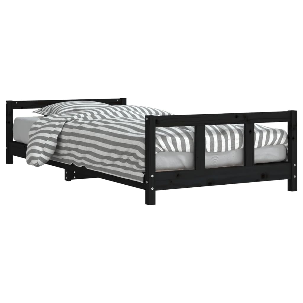 Children's bed black 90x200 cm solid pine wood