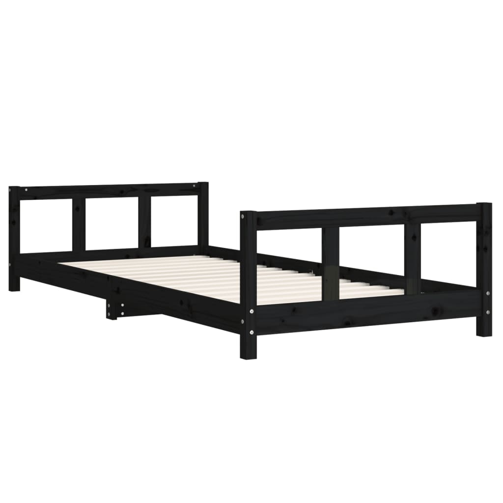 Children's bed black 90x200 cm solid pine wood