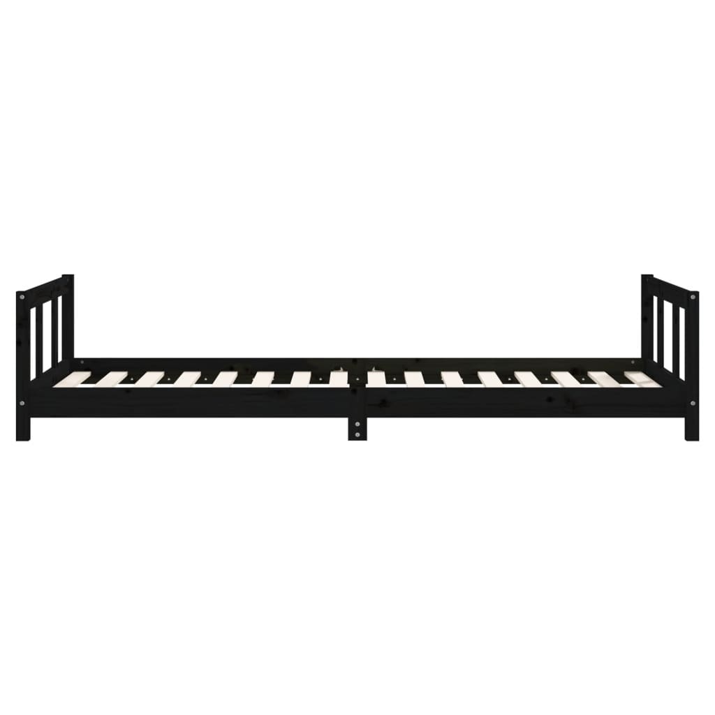 Children's bed black 90x200 cm solid pine wood