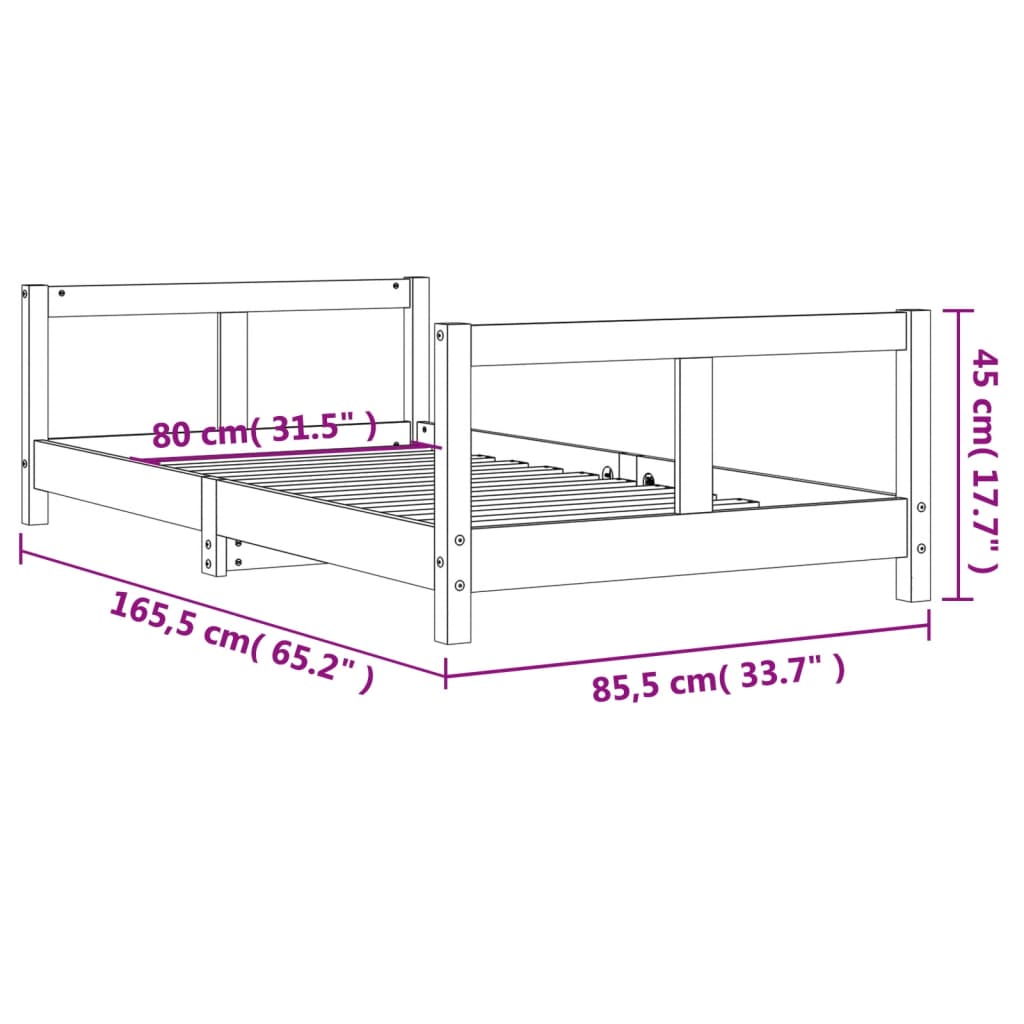 Children's bed 80x160 cm solid pine wood