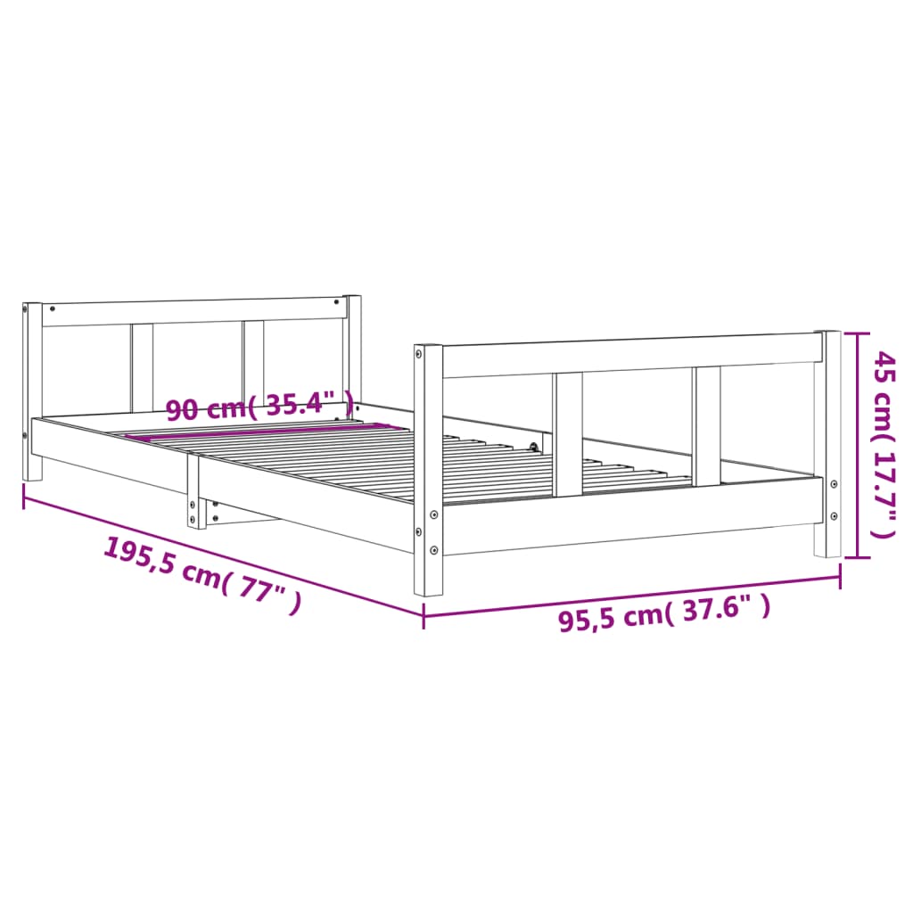 Children's bed 90x190 cm solid pine wood