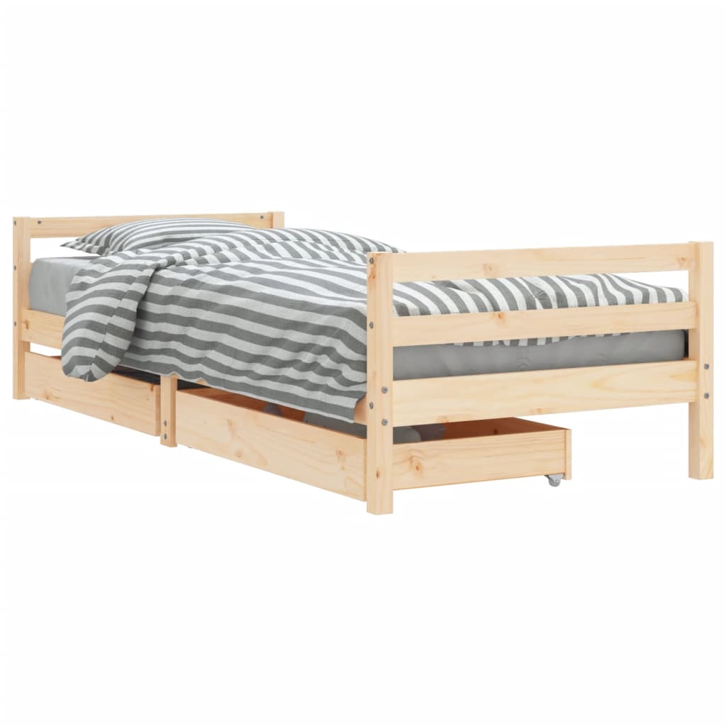 Children's bed with drawers 80x200 cm solid pine wood