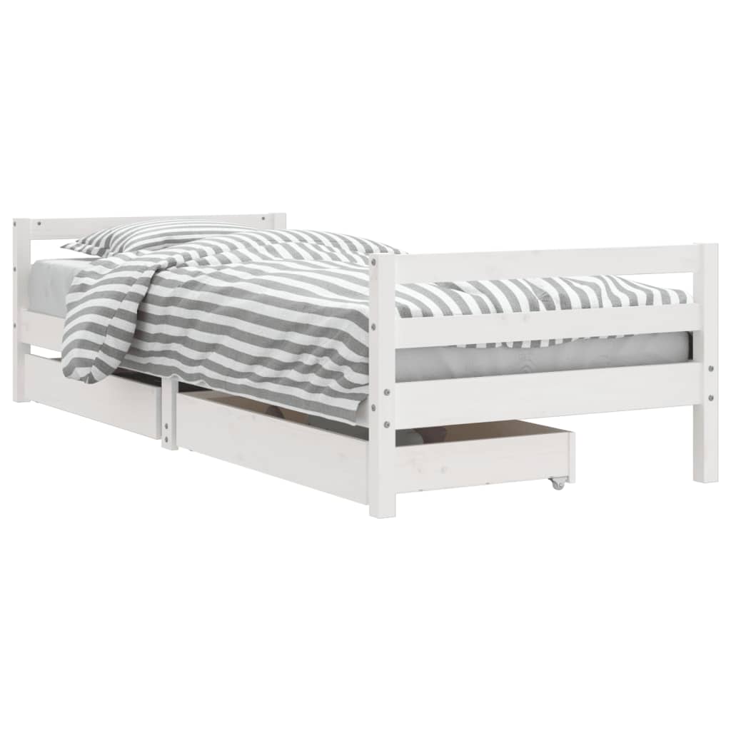 Children's bed with drawers white 80x200 cm solid pine wood