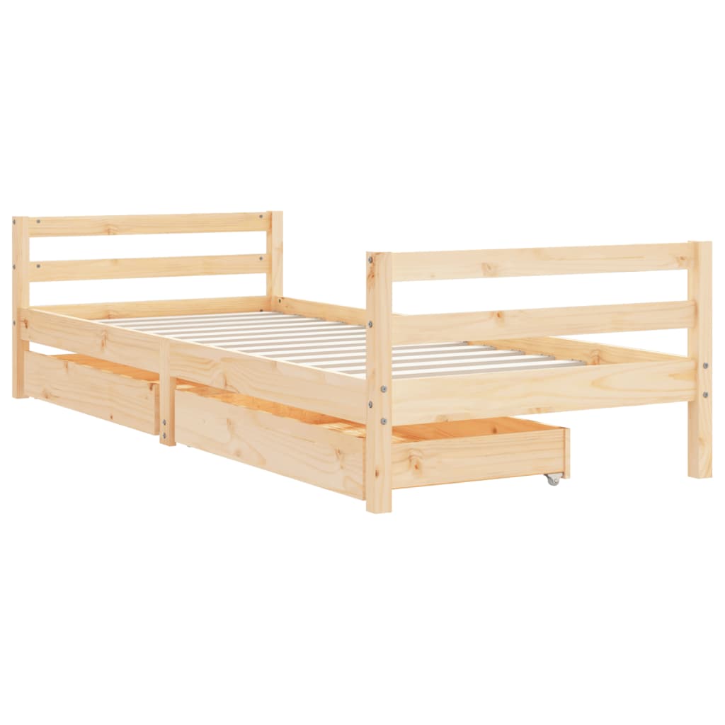 Children's bed with drawers 90x200 cm solid pine wood